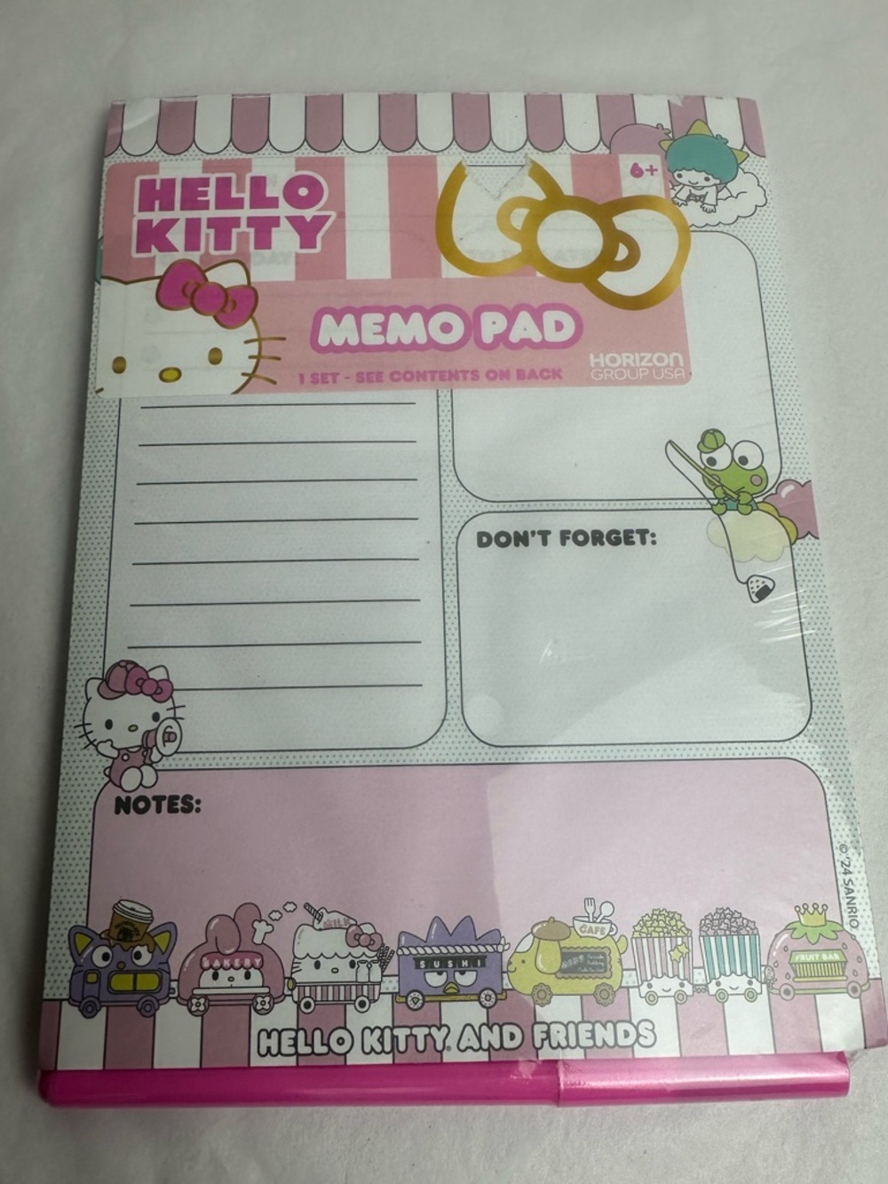 Sanrio Hello Kitty Memo Pad - Pink and White Notes